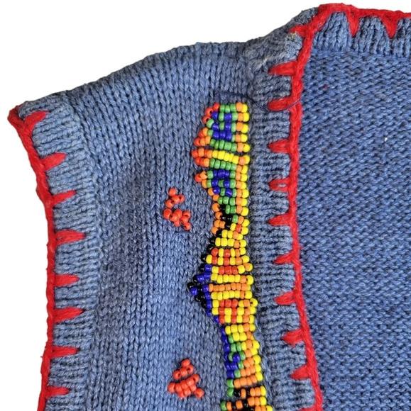 VTG Ivy Wear Navajo Beaded Silk Blend Sweater Vest - Picture 6 of 11